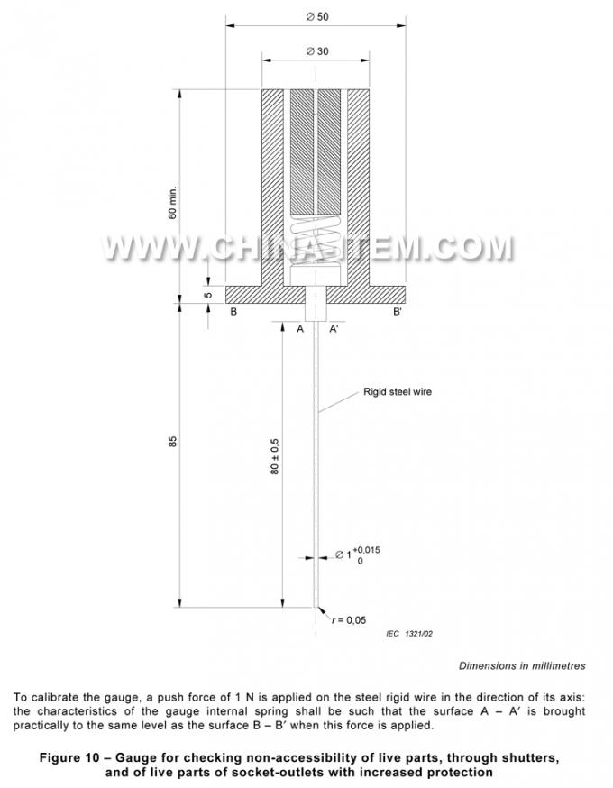 Test Probe with Force for IEC60884 Fig 9 & IEC60884 Fig 10