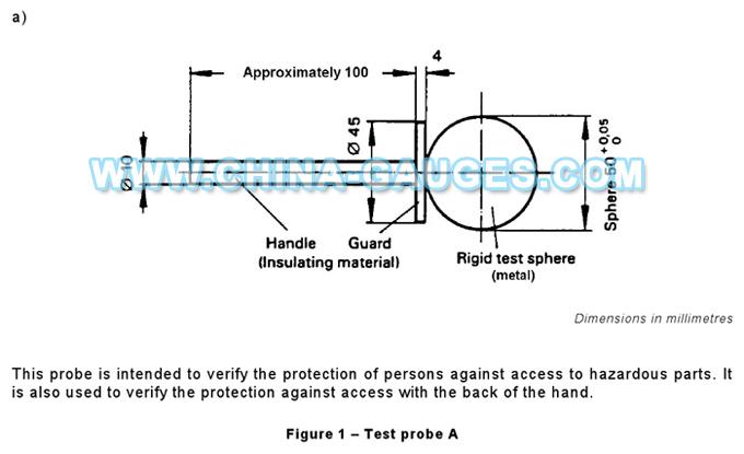 IP1X Test Probe with 50N Thrust