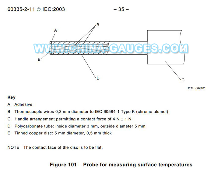 Test Probe for Measuring Surface Temperatures of IEC 60335-2-11