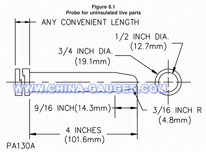 PA130A Uninsulated Live Parts Probe of UL1278 Fig 8.1