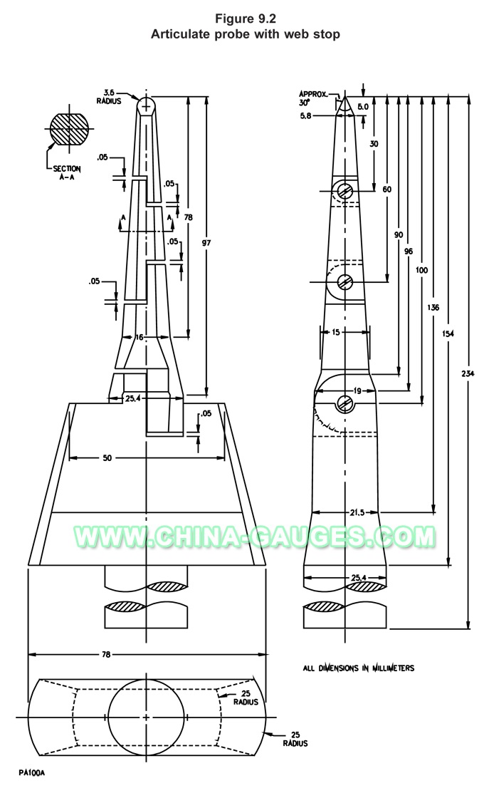 PA100A UL Articulate Probe with Web Stop of UL507