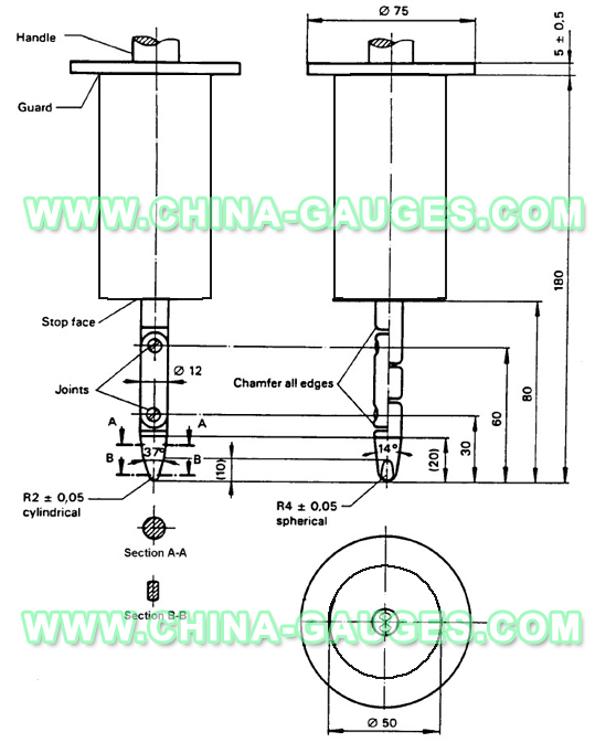 Test Finger Probe with Diameter 50 mm Circular Stop Face of IEC60335 20.2