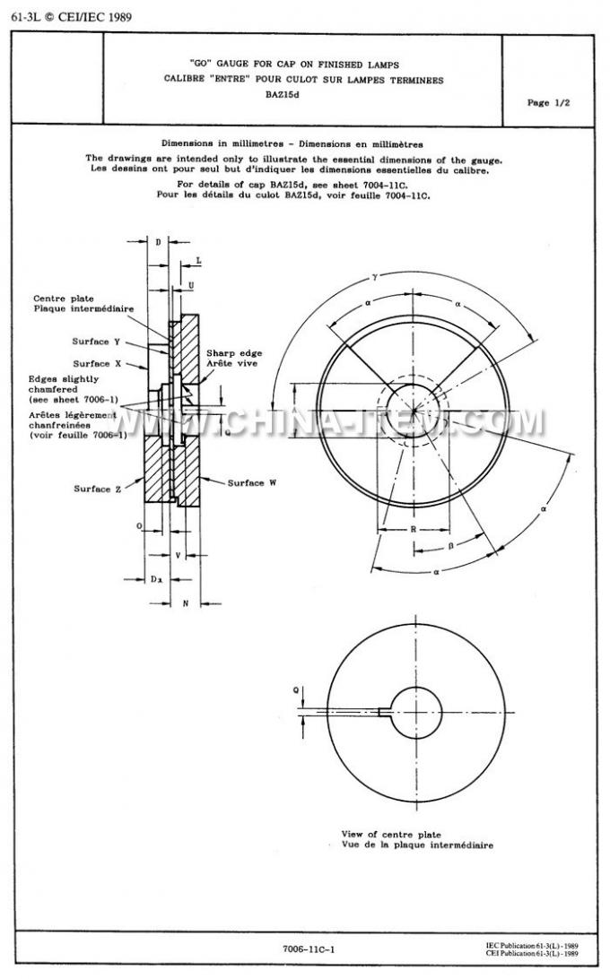 IEC60061-3: 7006-11C-1 BAZ15d Go Gauge for Cap on Finished Lamps