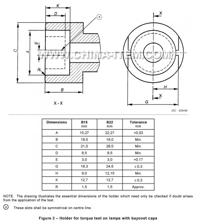 B15d Lamp Cap Torque Gauge​ of IEC60968 Figure 3