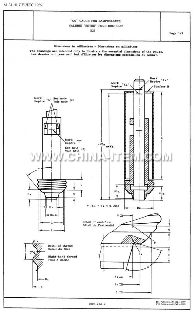 IEC60061-3: 7006-25A-2 E27 Go Gauge for Lampholders