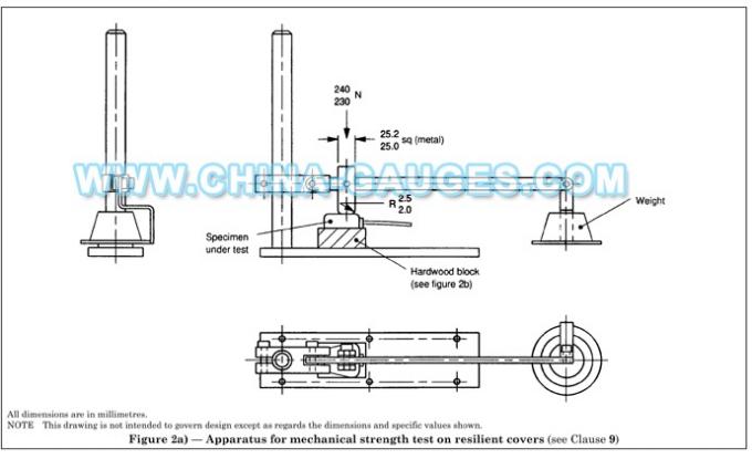 BS 1363 Figure 2 Apparatus for Mechanical Strength Test on Resilient Covers