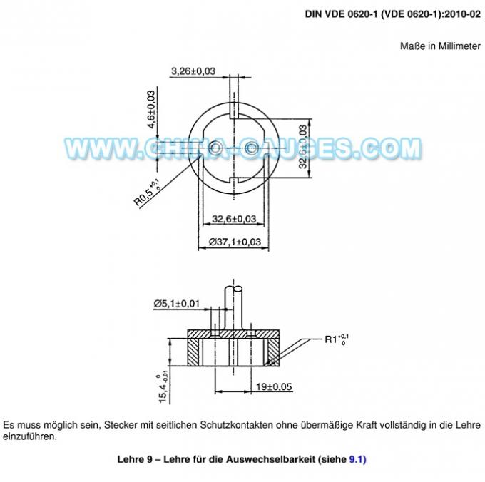 VDE 0620 Lehre 9 Gauge for Interchangeability