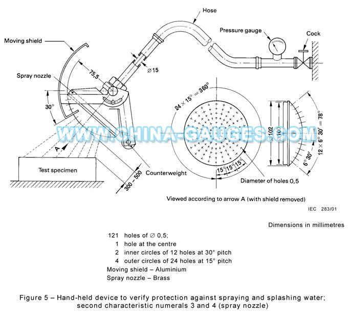 Hand-held Water Spray Nozzle Test Device of IPX3 and IPX4